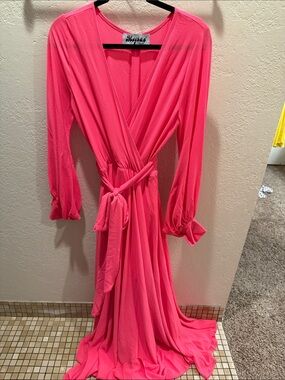 Meghan LA Fuchsia Pink Maxi Wrap Dress